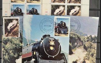 Royal Hudson VFNH 25c and 50c Sheet duo and Used Maxicard trio
