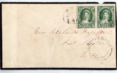 New Brunswick #8b 3 Nov 1863 10c shade Pair Mourning Cover