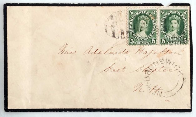 New Brunswick #8b 3 Nov 1863 10c shade Pair Mourning Cover