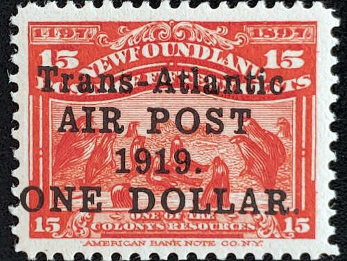 Newfoundland #C2a VF Mint 1919 No Comma Variety Airmail
