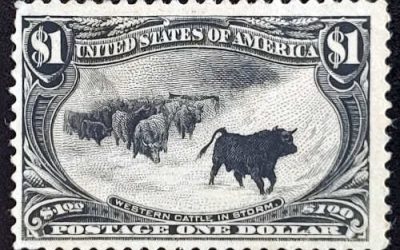 U.S.A. #292 Fine Unused 1898 $1 Cattle