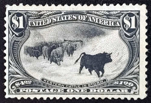 U.S.A. #292 Fine Unused 1898 $1 Cattle