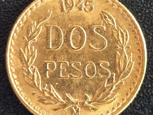 Mexico BU 1945M Gold 2 Peso .0482oz AGW