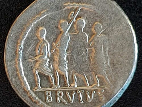 Roman Republic 54 BC Brutus 3.42gm Silver Denarius w/ Libertas etc