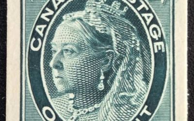 Canada #67P VF 1897 1c QV Leaf Plate Proof, 471 made
