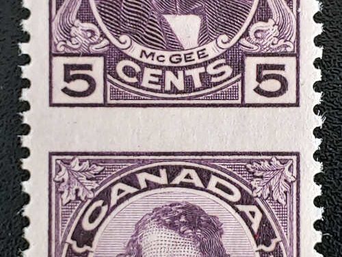 Canada #146c VF 1 NH 1927 4c Perf by Imperf Pair, 250 made