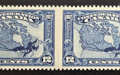 Canada #145b VFNH 1927 12c Perf by Imperf Pair