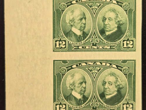 Canada #147a VF Unused 1947 12c Imperf Pair, 250 made