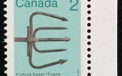 Canada #918c VFNH 1984 2c Fishing Spear Printed on Gum Side