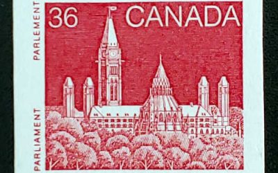 Canada #953a VFNH 1987 36c Parliament Imperf end strip (3)
