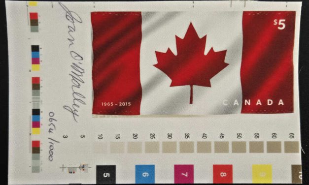 Canada #2808ii VFNH Joan O’Malley signed $5 Flag #0654/1000