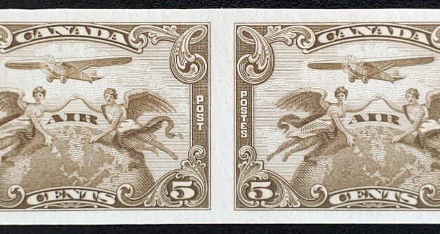 Canada #C1a VF Mint 1928 5c Imperforate Pair