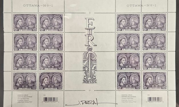 Canada #2540 VFNH Jorge Peral signed QEII Jubilee Gutter Pane of 16