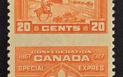 Canada #E3c VF Mint 1927 20c Perf by Imperf Pair