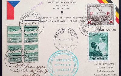 Belgium 19 Jul 1937 mixed franked Dual Flight Aviation Meet Card (6)