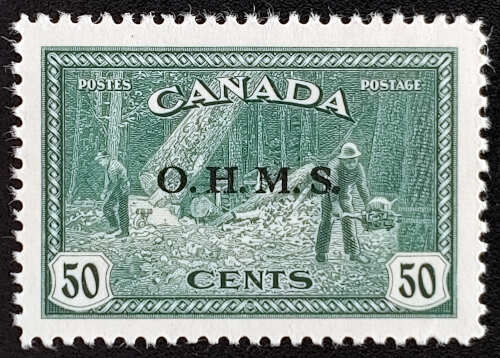 Canada #O9 VF Mint 1949/50 50c Lumbering Official