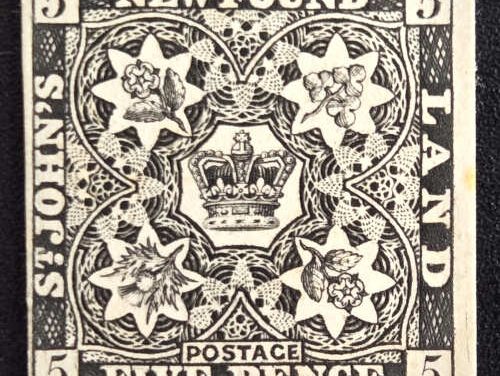 Newfoundland #5P Fine 1857 5d Black Proof on card