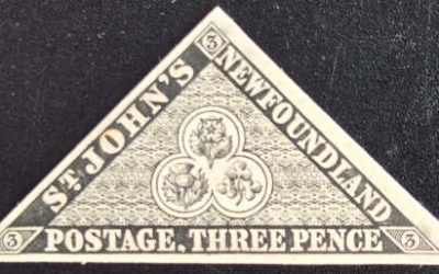 Newfoundland #3P VF 1857 3d Black Proof on card, 40 known