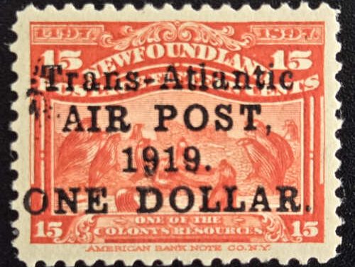 Newfoundland #C2 VF Mint 1919 $1 on 15c Airmail