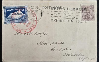 1924 Everest Expedition Postcard to U.K. w/ Base Camp tied label
