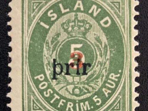 Iceland #31 Fine Mint HR 1897 3a on 5a, 1986 Gronlund Certificate