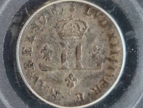 Colonial Canada PCGS AU53 1710AA 30 Deniers Mousquetaire