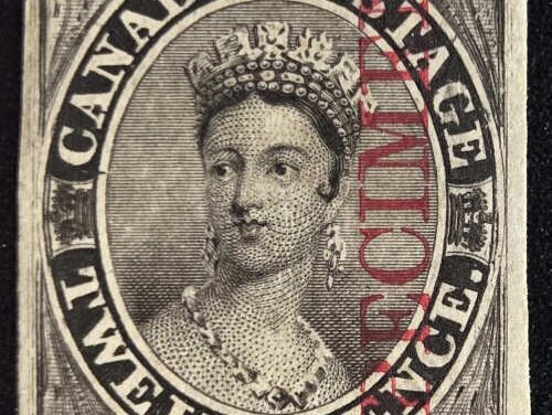 Canada #3Pi F/VF 1851 12d Black gummed Specimen $2500