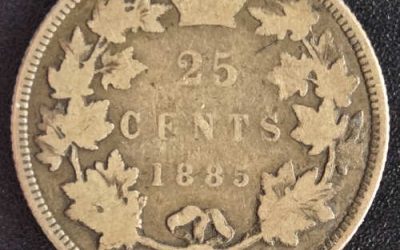Canada VG 1885 Curved 5 QV Silver 25 Cents