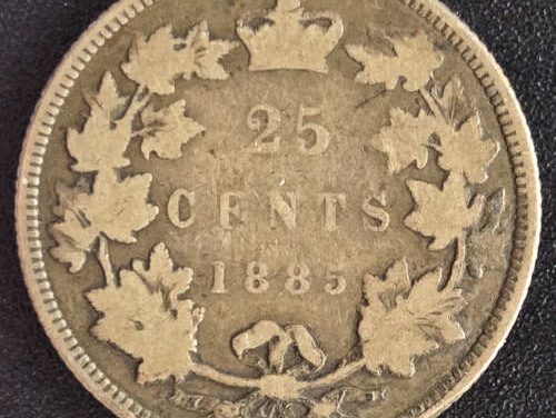 Canada VG 1885 Curved 5 QV Silver 25 Cents