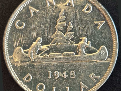 Canada XF 1948 George VI Voyageur Silver Dollar