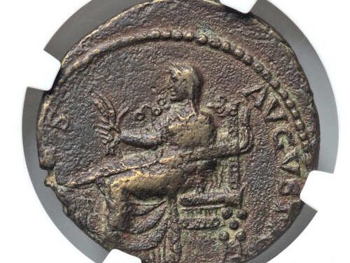 Claudius AD 41-54 NGC choice Fine 30mm 17.69gm Dupondius