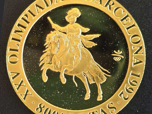 Spain Proof 1990 pure Gold Olympic 80,000 P #4386 .8672oz