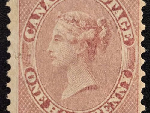 Canada #11 VG/F Unused 1858 1/2d Rose