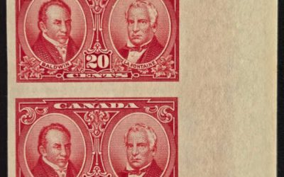 Canada #148a VF Unu 1927 20c Imperf Pair, 250 made