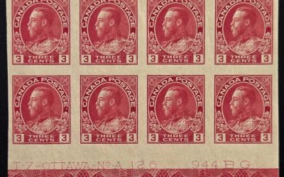 Cda #138LW VF Mint 1924 3c Admiral Imperf Lathework Block