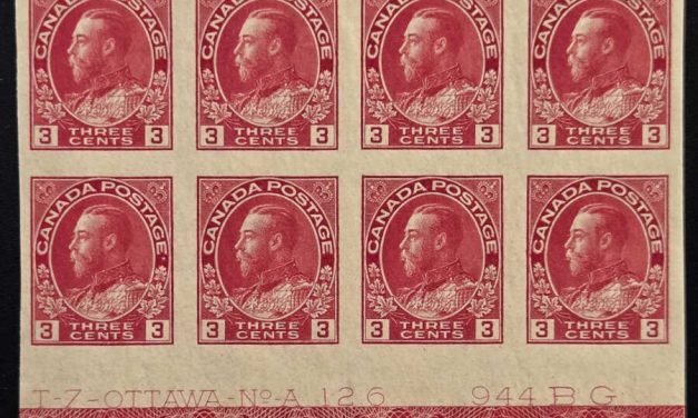 Cda #138LW VF Mint 1924 3c Admiral Imperf Lathework Block