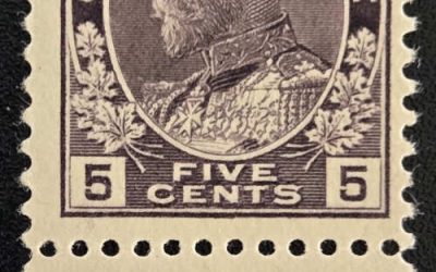 Canada #112LW Fine Mint HR 1922 5c Lathework