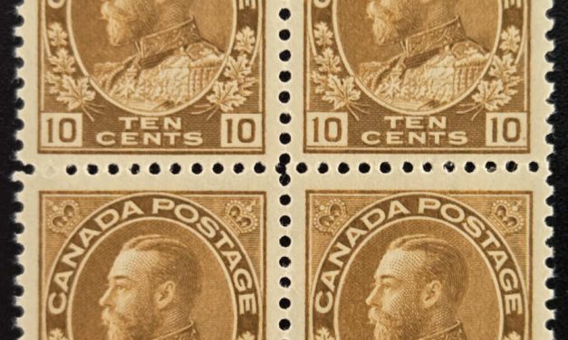 Canada #118 VFNH 1911/25 10c Admiral shade Block (4)