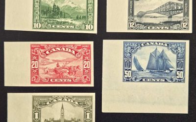 Canada #155P-159P VF 1928/29 Scroll Plate Proofs (5)