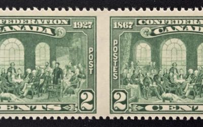 Canada #142b Mint 1927 2c Confederation Perf by Imperf Pair