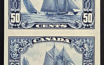 Canada #158 VFNH 1929 50c Bluenose Imperforate Pair