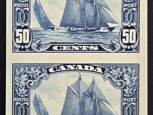 Canada #158 VFNH 1929 50c Bluenose Imperforate Pair