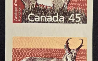 Canada #1172b VFNH 1990 45c Pronghorn Imperforate Pair