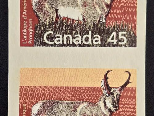 Canada #1172b VFNH 1990 45c Pronghorn Imperforate Pair