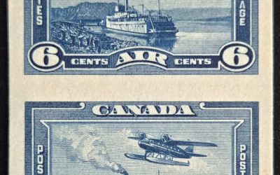 Canada #C6P VF 1938 6c Airmail Proof Pair, 400 issued