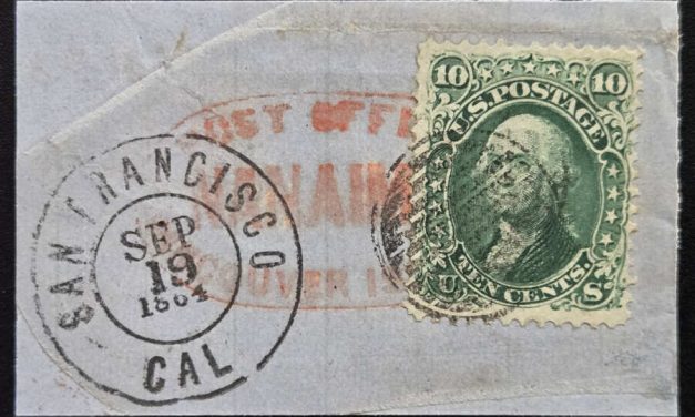 Nanaimo, V.I. Red P.O. oval and U.S. 10c #62B on piece, ex Wallace