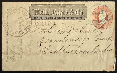 Barnard’s Express, Wells Fargo 24 May 1871 6c Collect 25c Cover