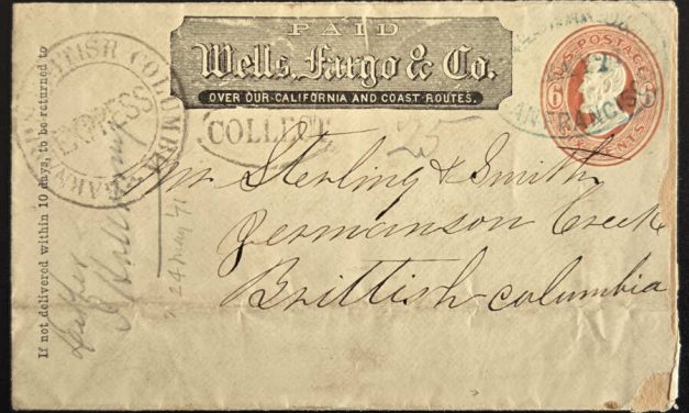 Barnard’s Express, Wells Fargo 24 May 1871 6c Collect 25c Cover