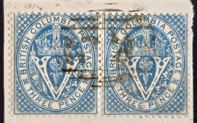 British Columbia #7 #32 Used unknown numeral cancel Pair on piece