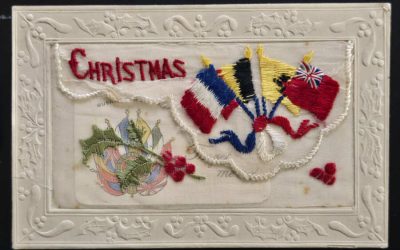 Christmas 5 Nov 1916 unmailed embroidered Silk Patriotic Postcard